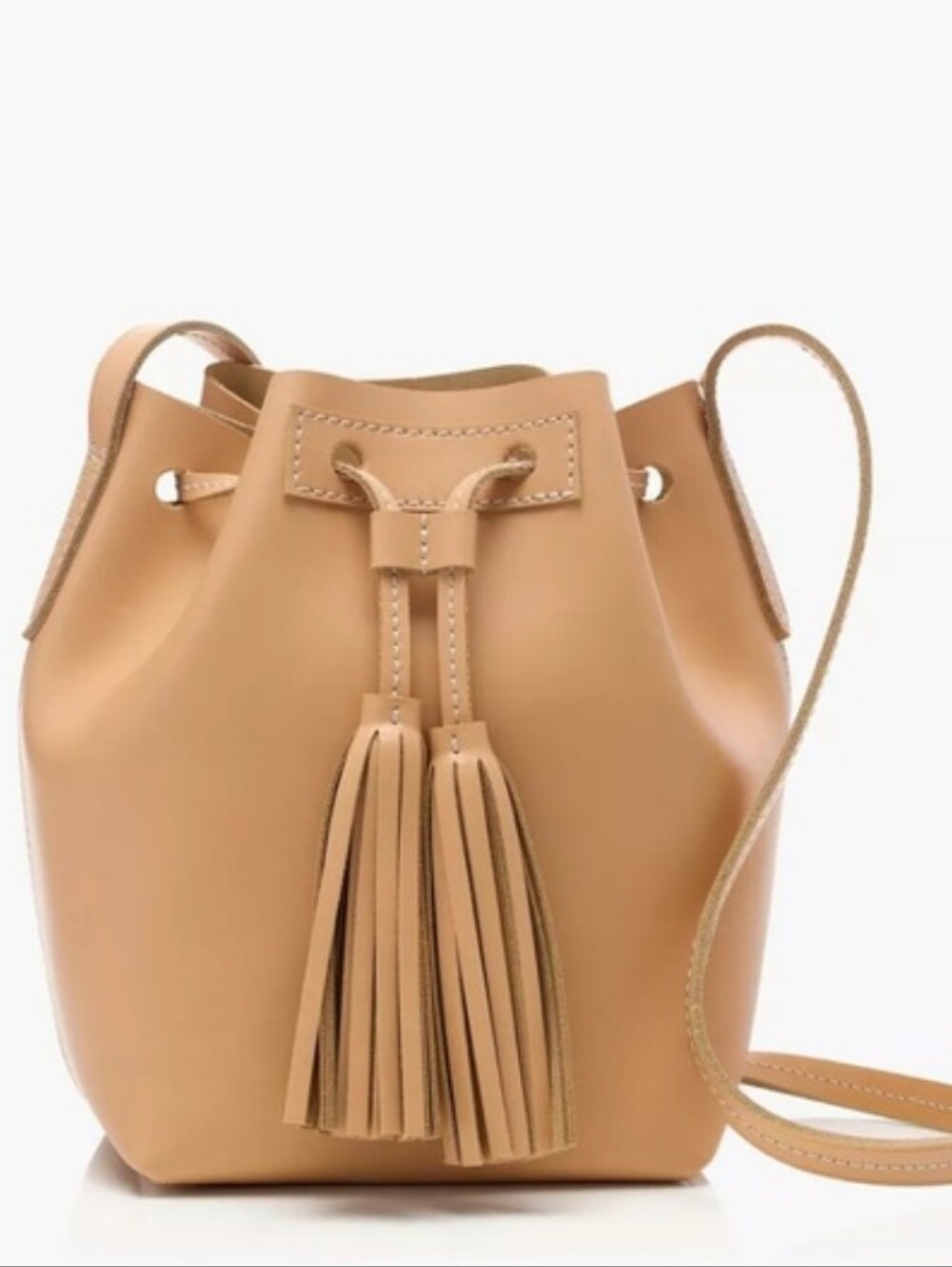 J.Crew Tan Leather Tassel Bucket Bag